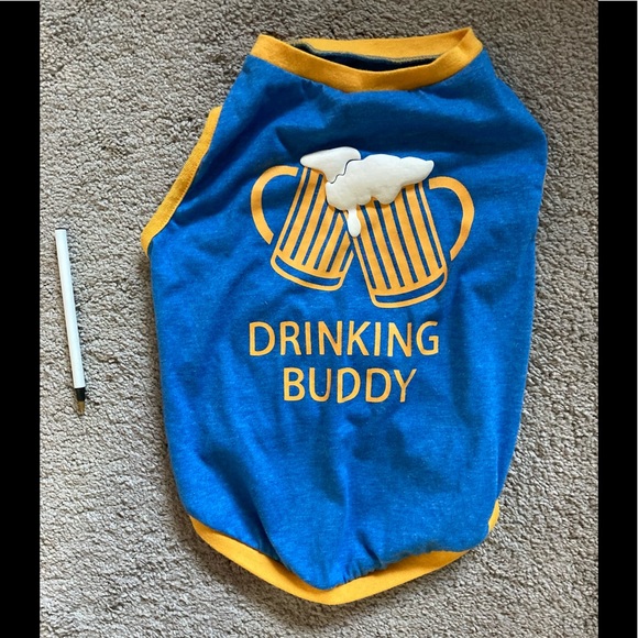 Dog “Drinking Buddy”onesie T-shirt - Picture 1 of 4